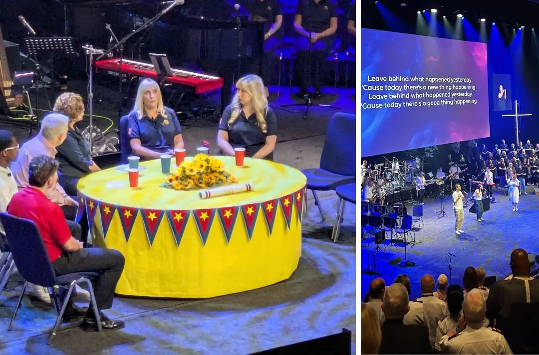 A photo of conversation around a table on stage at Together 2025