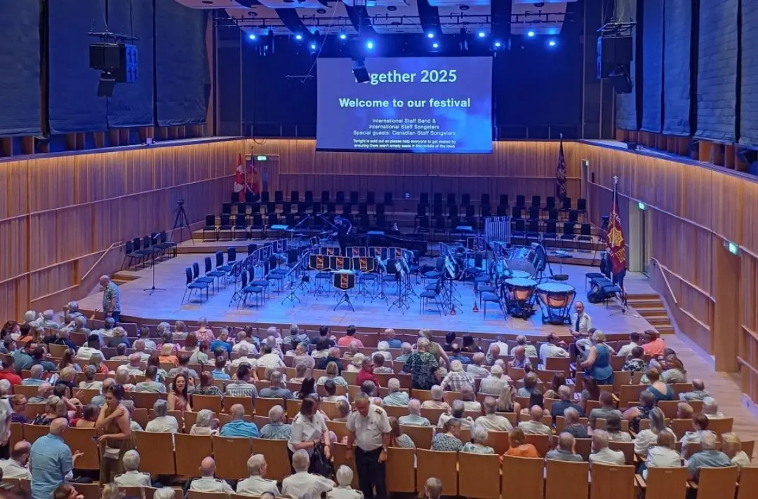 The packed audience takes their seats in concert hall at the Royal Birmingham Conservatoire ahead of the Together 2025 music festival
