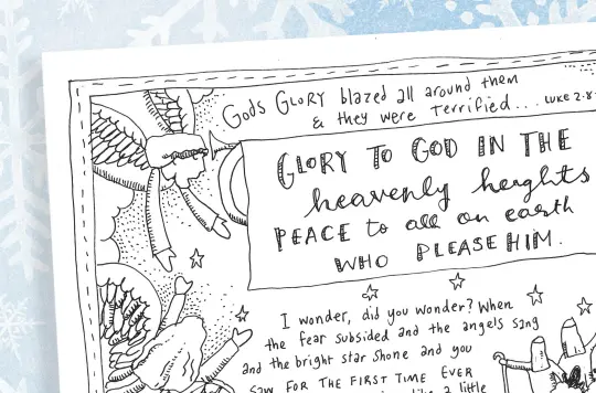 light blue background with a colouring sheet example