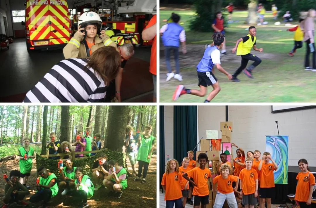 Four photos shows events happening at North East summer school.