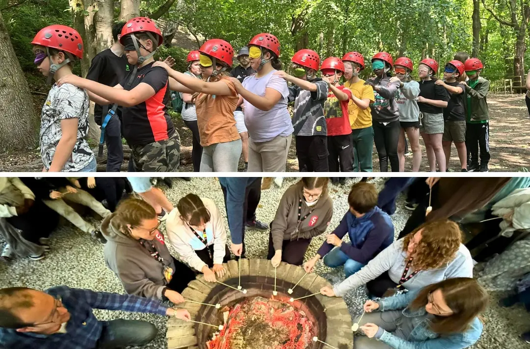 Two photos show activities at North West and Isle of Man summer camp.