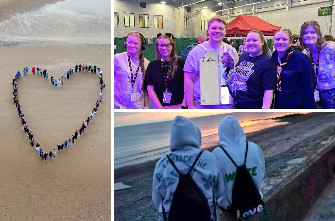 Three photos show people being together during North West and Isle of Man summer school.