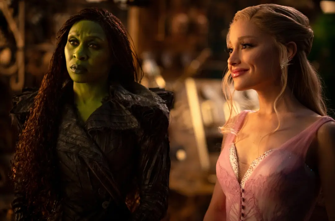 An image shows a scene of Elphaba and Glinda from Wicked: For Good.