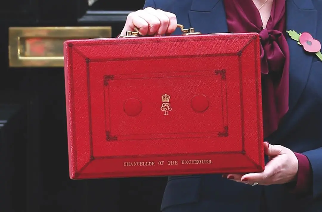 The red Budget box held by the Chancellor of the Exchequer outside 10 Downing Street