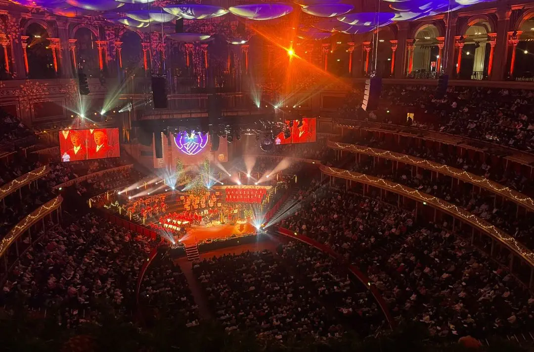 The view of a full auditorium from the Royal Albert Hall gods