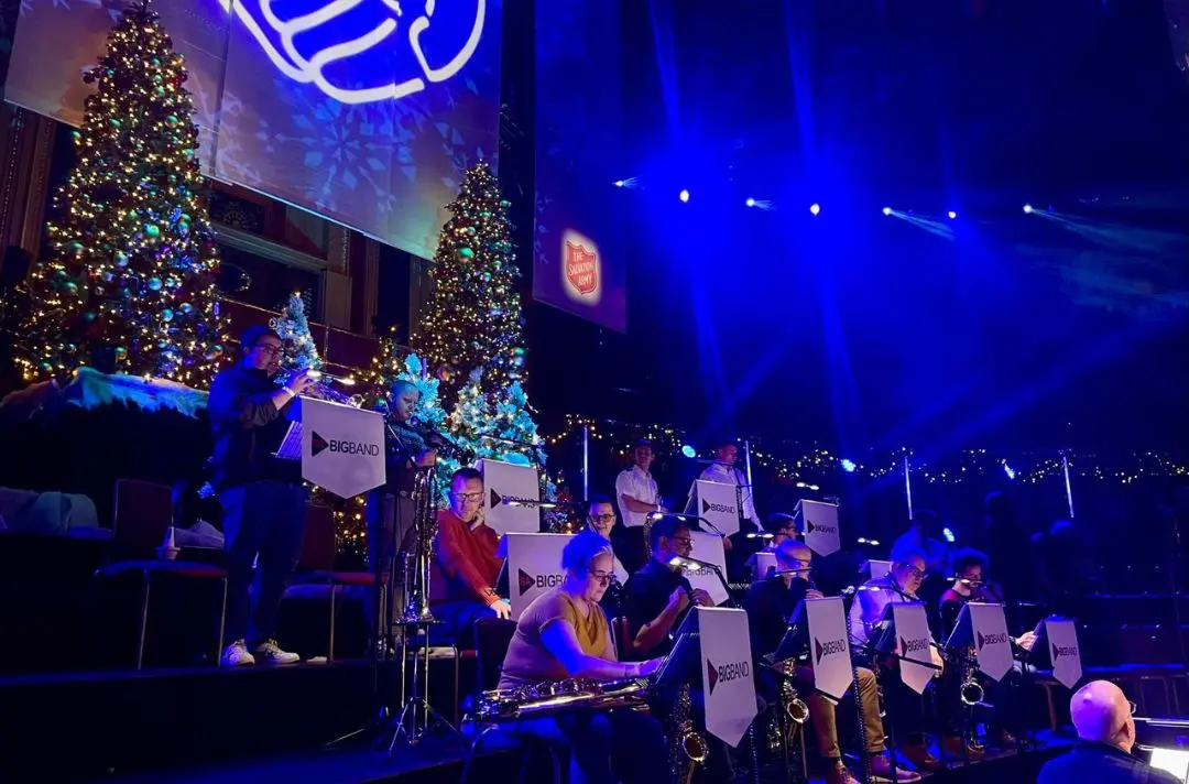 The SA Big Band rehearsing on stage at the Royal Albert Hall