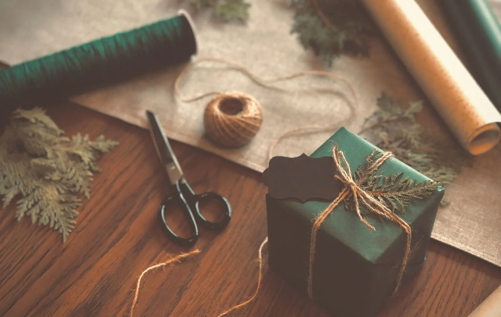 Christmas presents being wrapped up. 