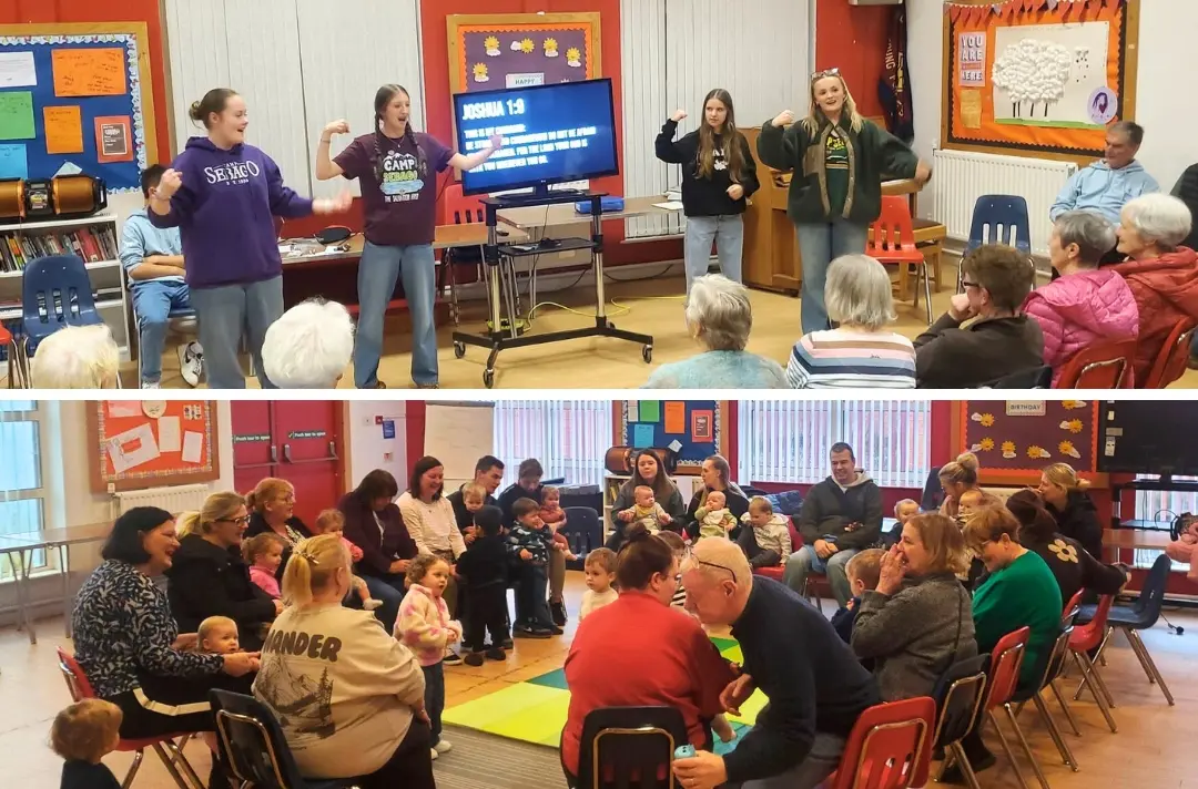 Two photos show scenes from Belfast Sydenham Corps events.