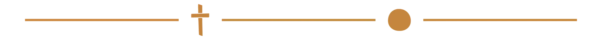 a text breaker featuring an ochre cross and ochre circle design