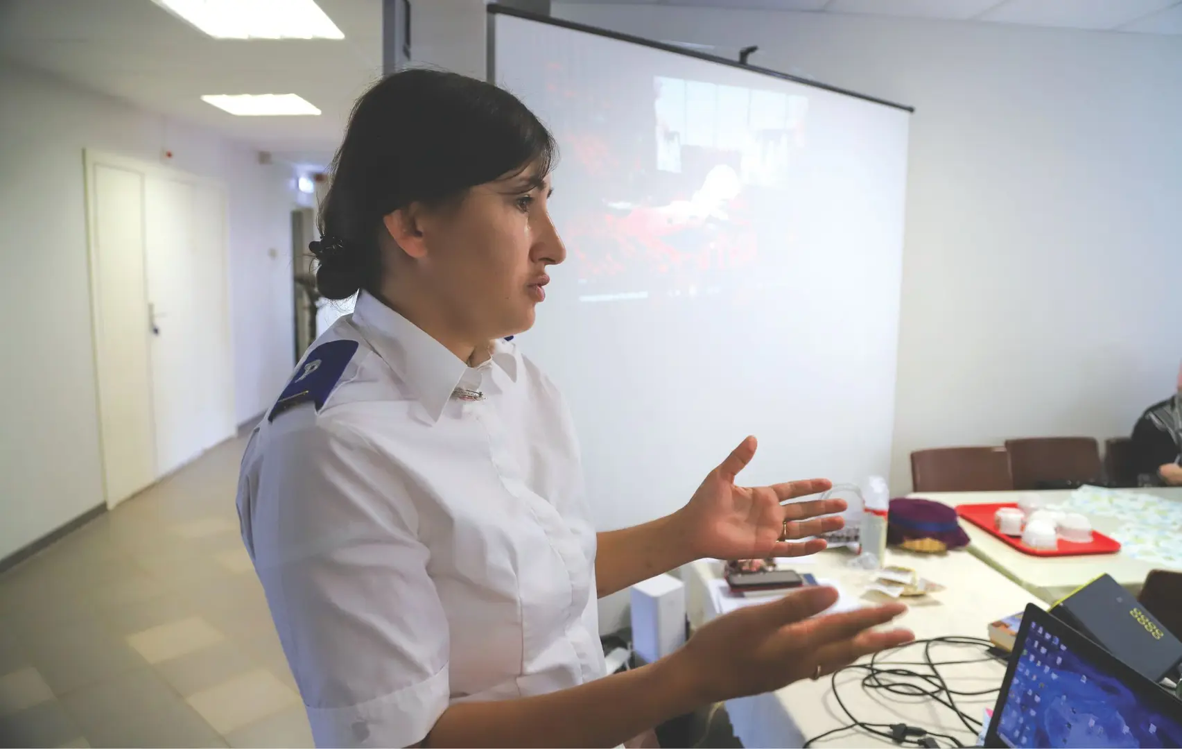 Cadet Olga giving a presentation.