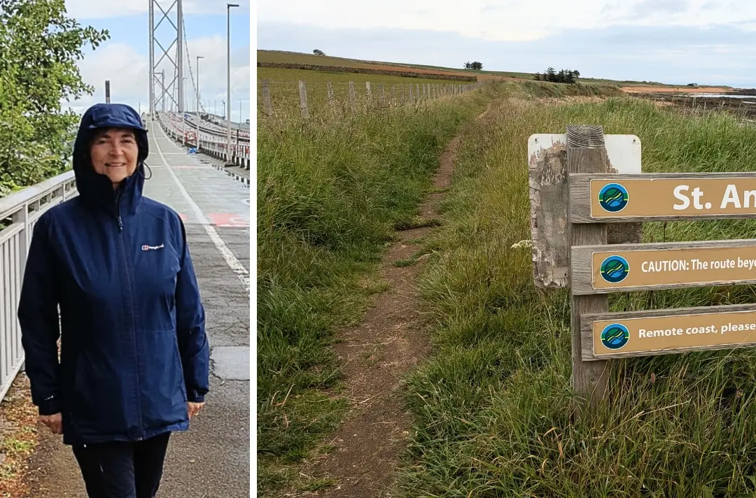 Two photos show Paula Haylett's hike.