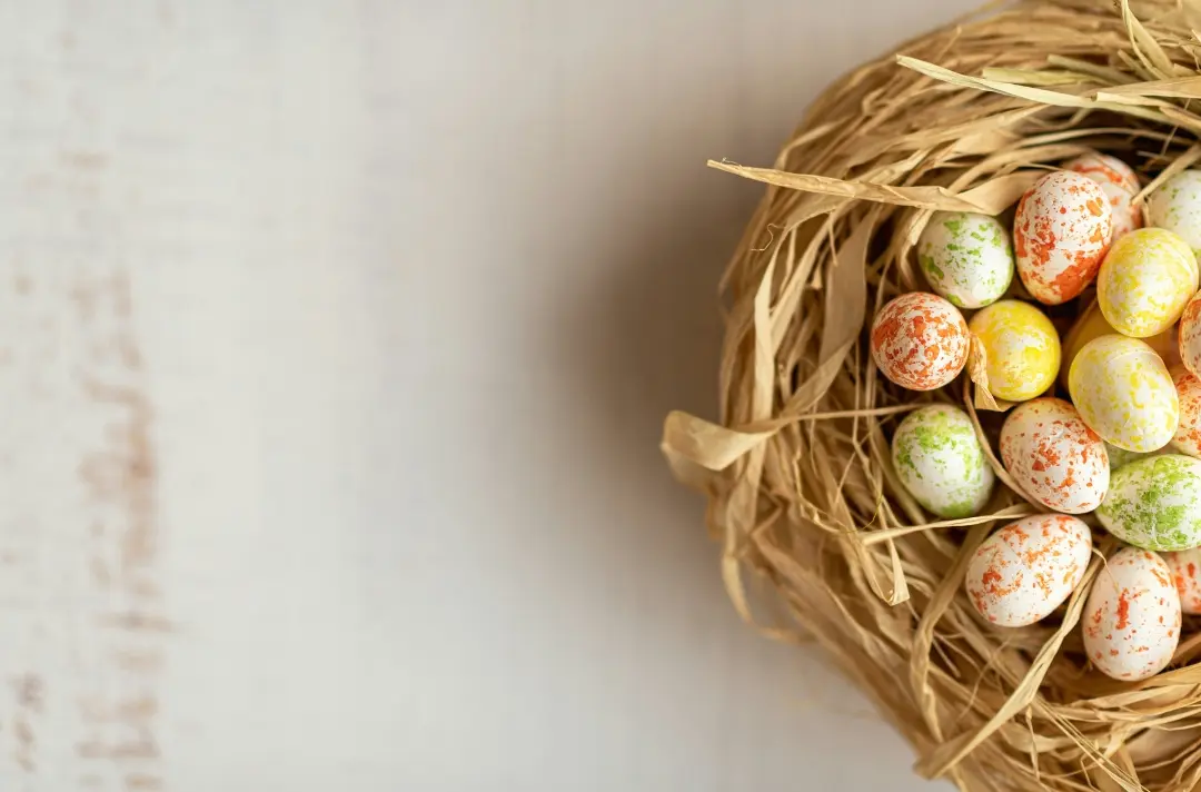 An image of Easter eggs in a basket
