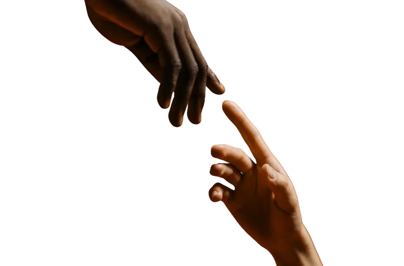 a photo of two hands reaching out to each other