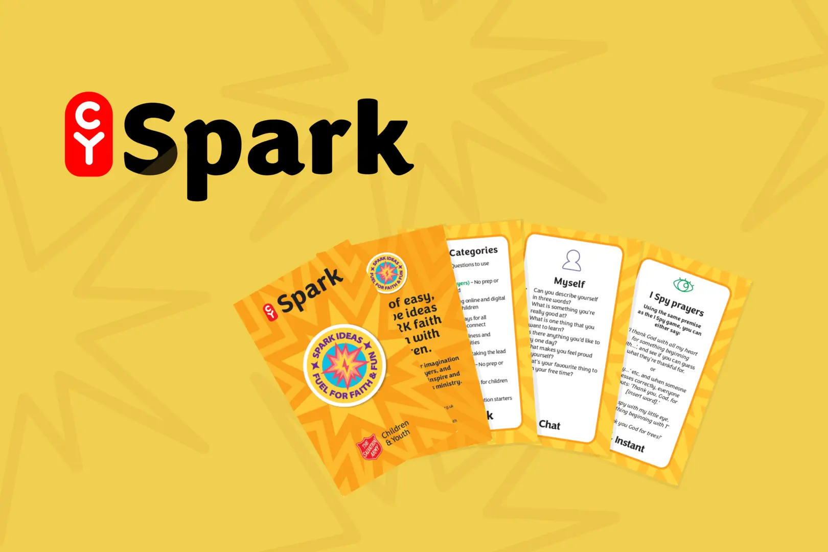 Yellow background with Spark cards featured