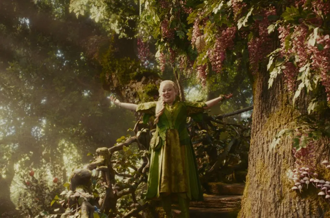 A still from the film The Magic Faraway Tree depicting a mythical character in a tree.