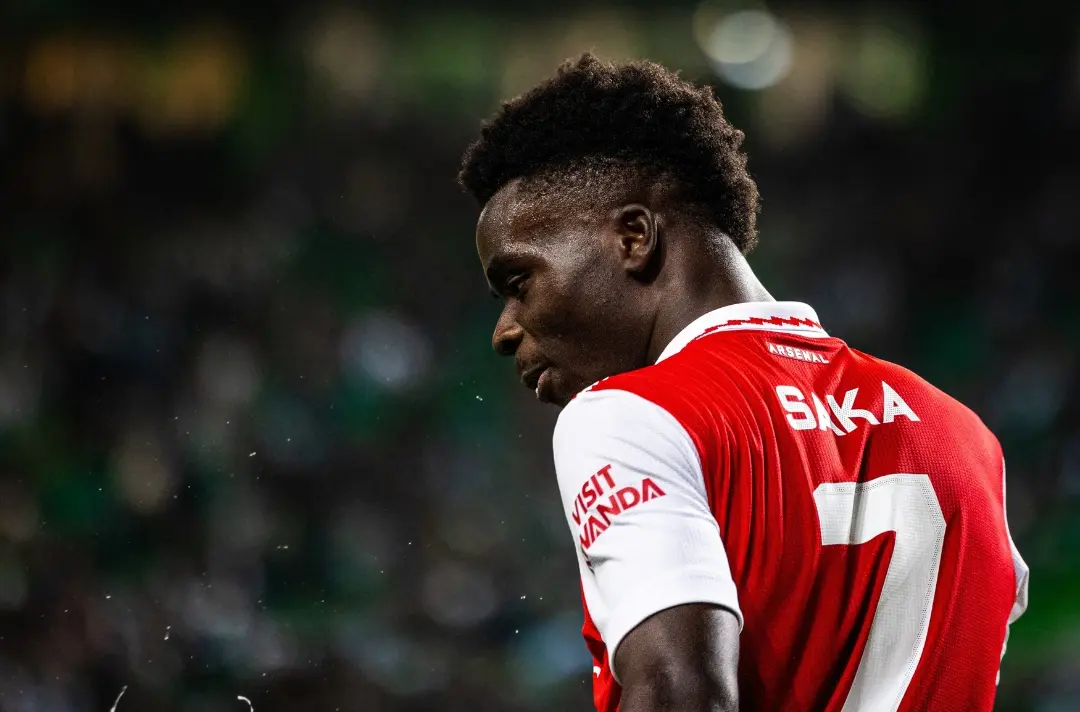 A photo shows Bukayo Saka during game.