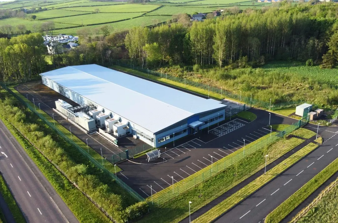 A photo shows a data centre in Northern Ireland from and aerial view.