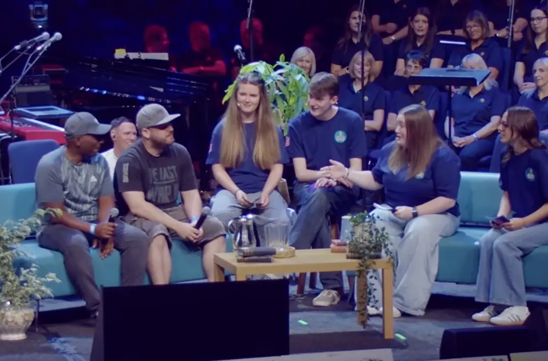 Karac and Dan on stage for the God Date Podcast at Together 26