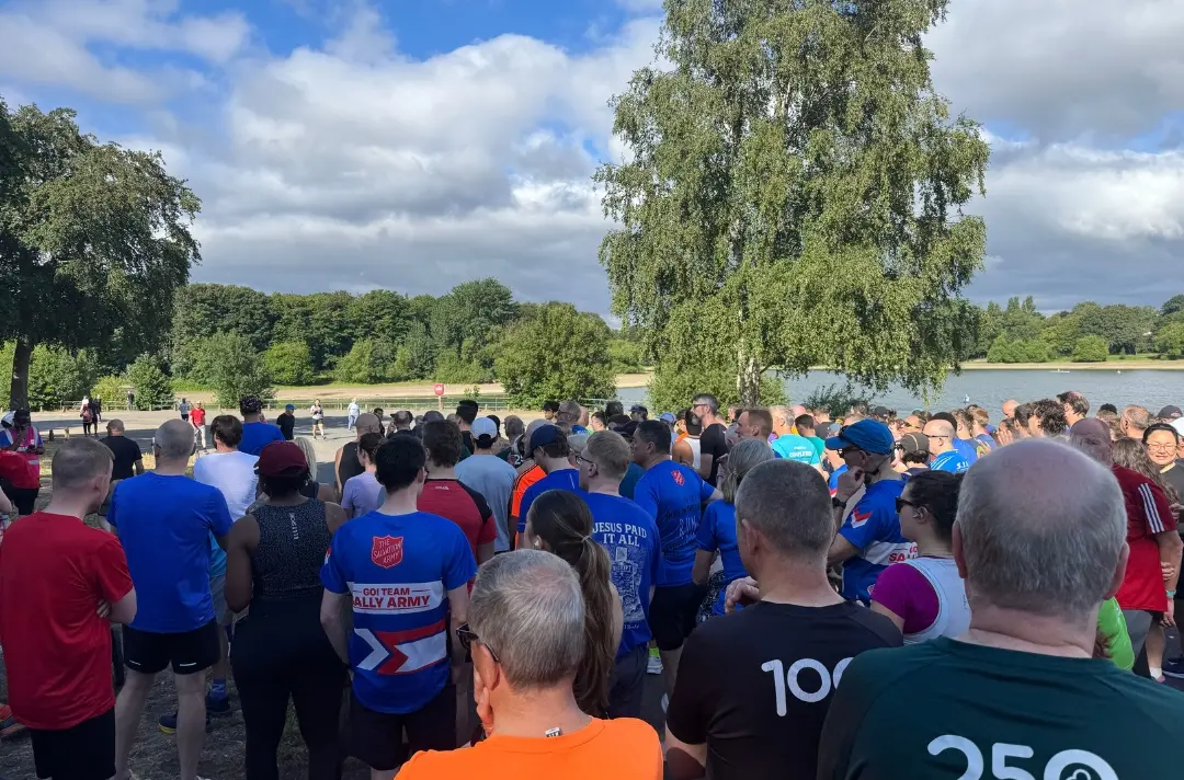 Together 26 parkrun runners at the start line 