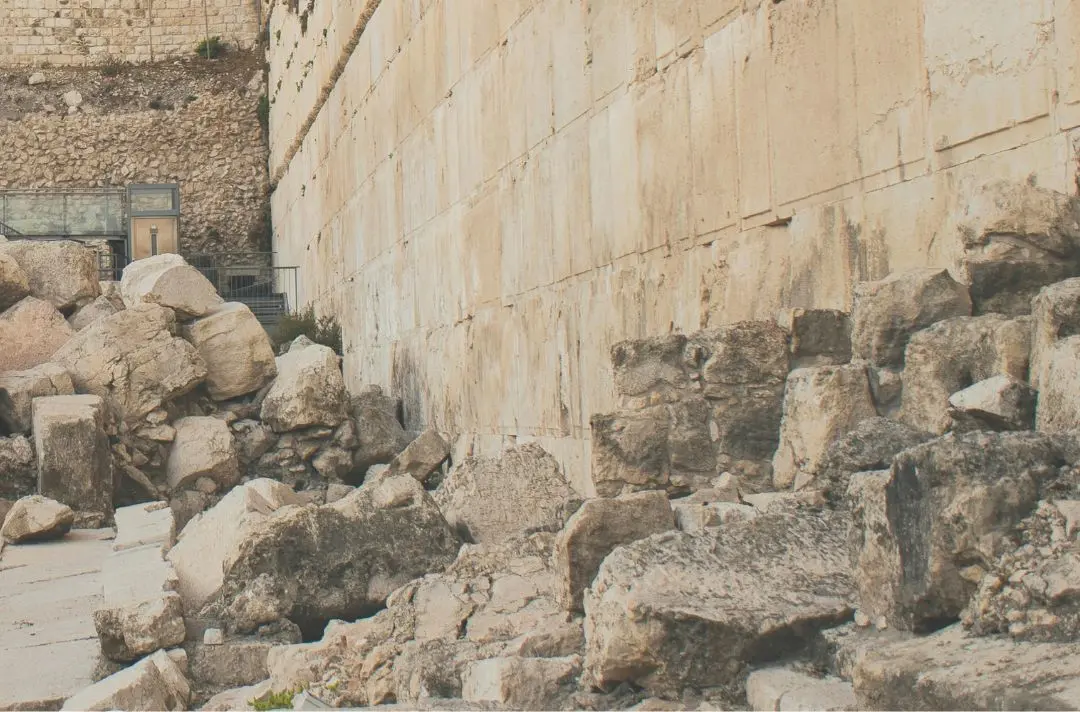 An ancient stone wall in the Holy Land.