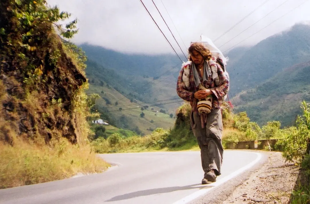 A photo shows Karl Bushby walking through Colombia in 2001.jpg