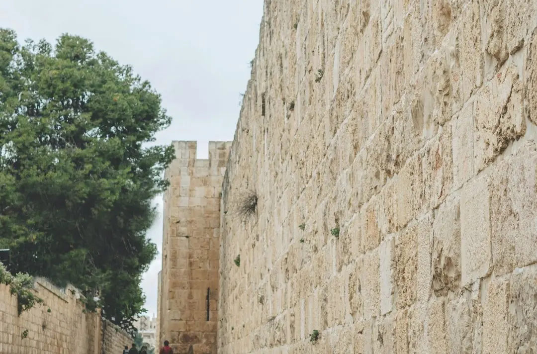 A huge stone wall from an ancient city in the Holy Land.