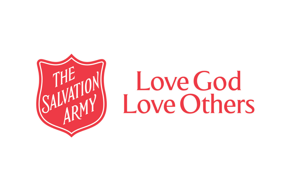 The Salvation Army red shield and 'Love God, Love Others'