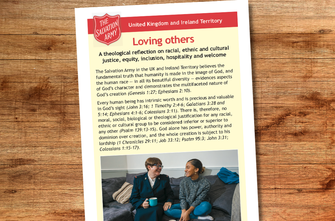 The front page of the 'Loving others' leaflet