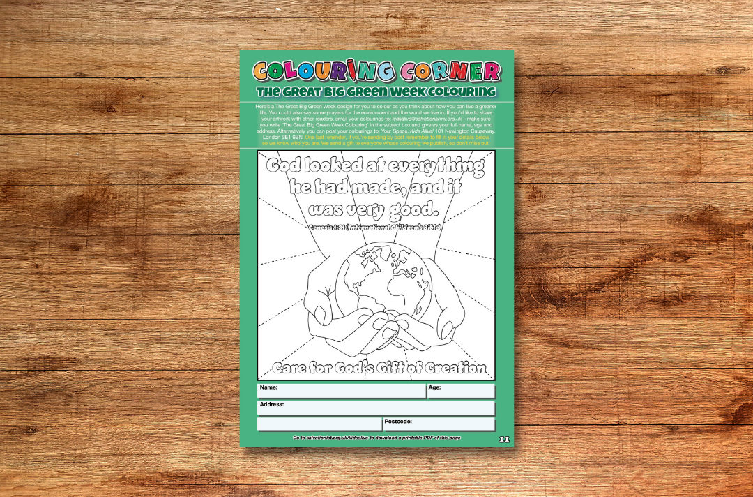 A screenshot of the downloadable colouring page