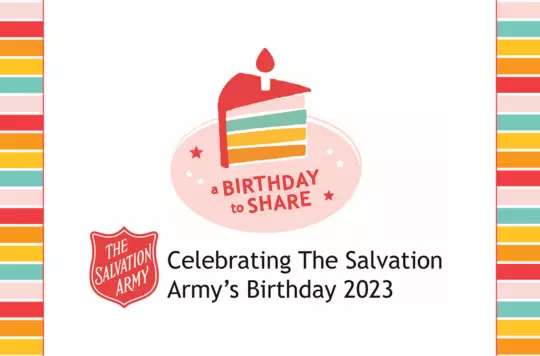 multi-colour stripes down the side with a slice of birthday cake in centre
