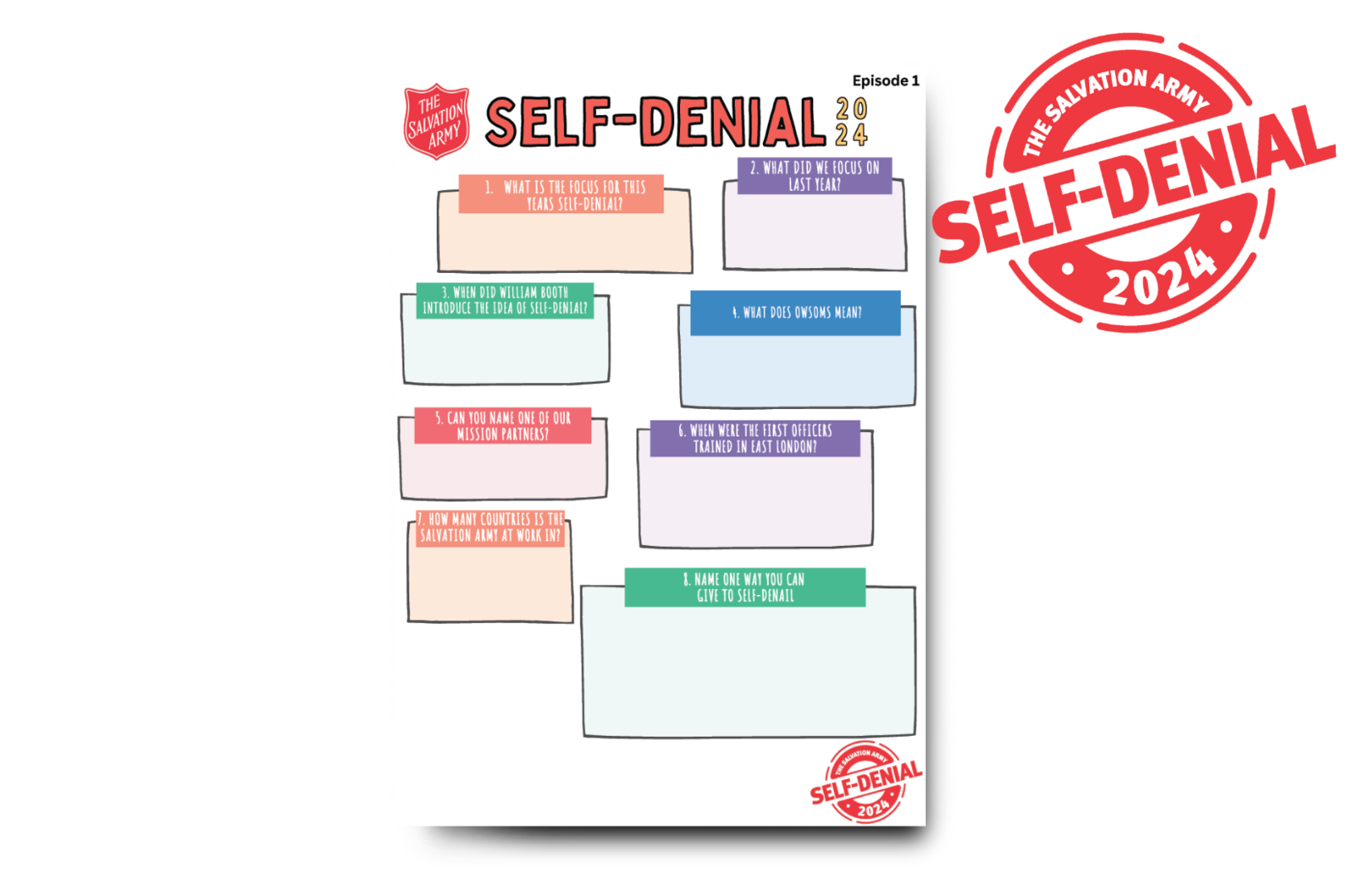 Self-Denial logo with the video activity sheet