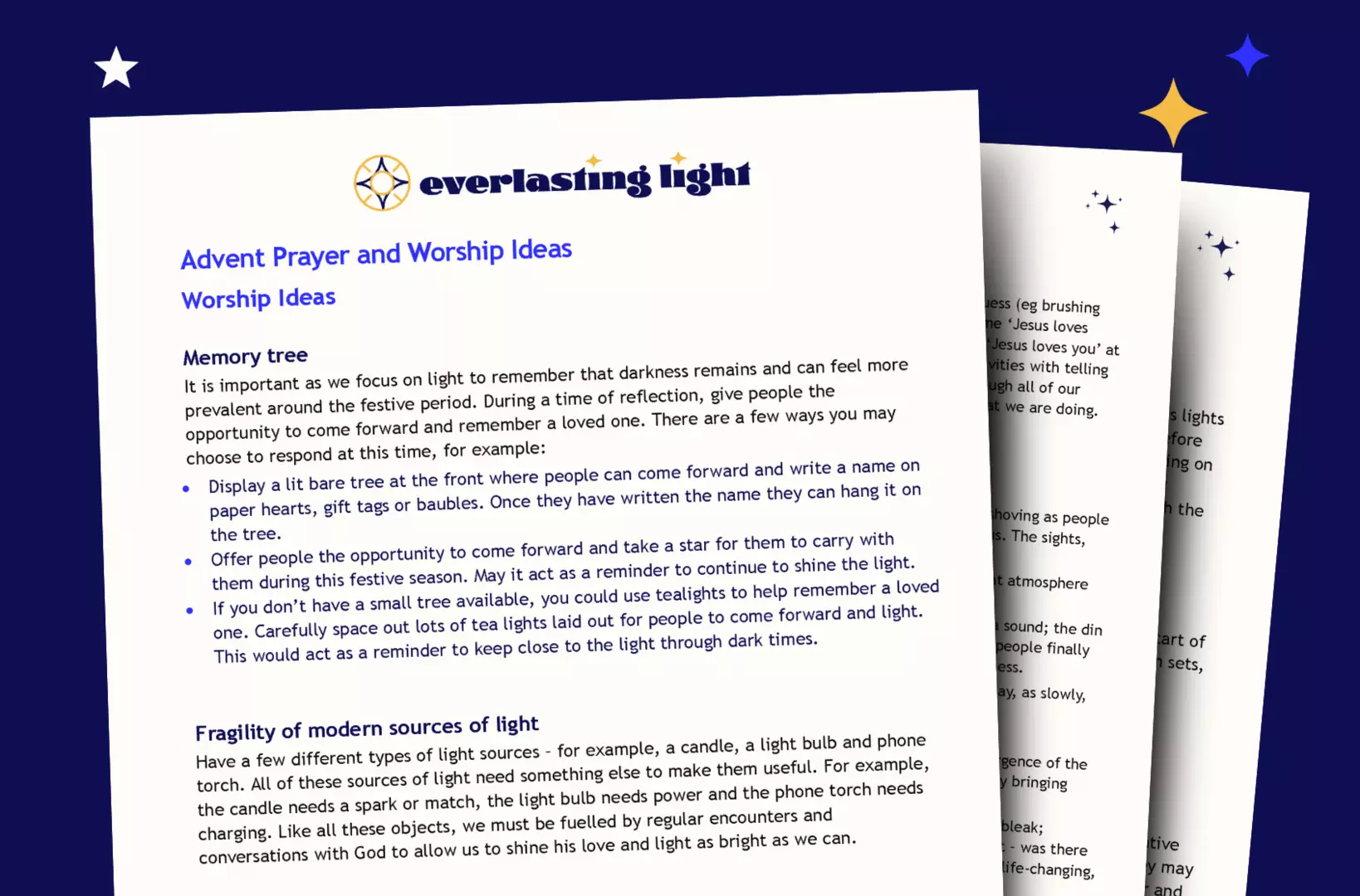 sample document of text on a blue background with stars