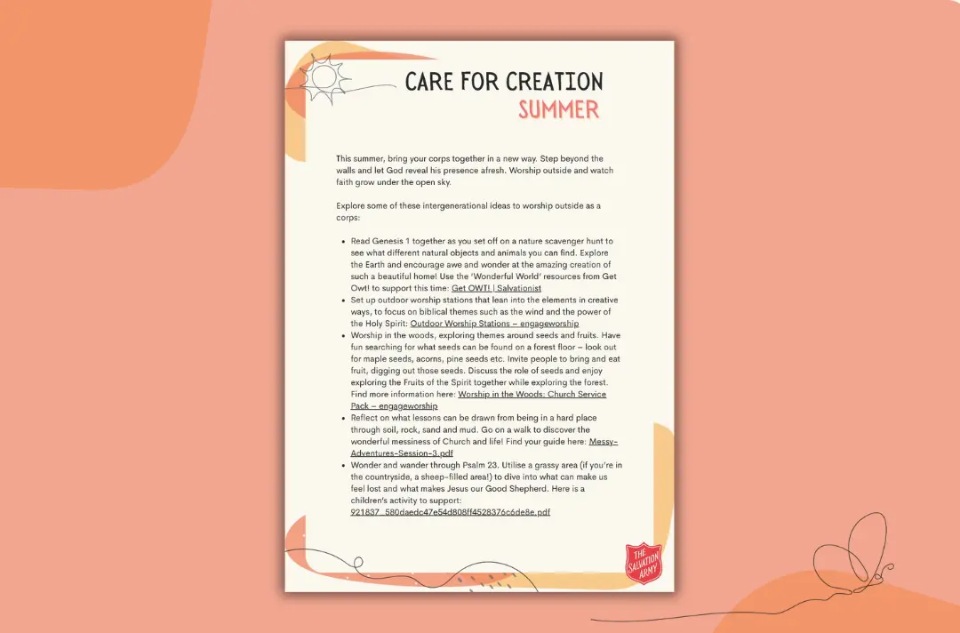 pink background with document preview