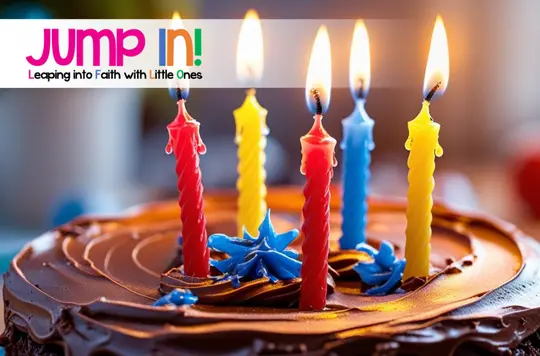 birthday cake with red, yellow and blue candles