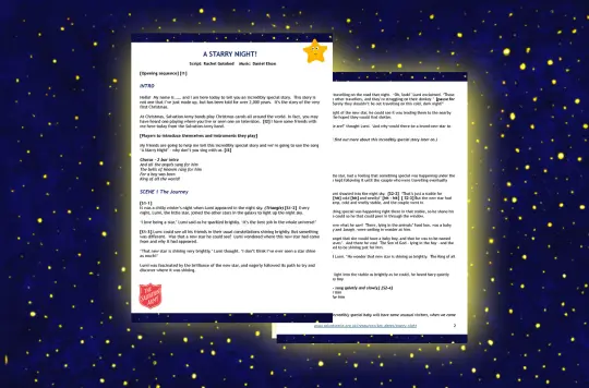 blue starry night with sample script images