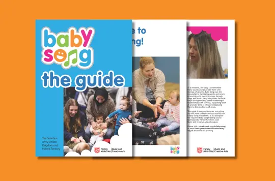 orange background with sample baby song guide