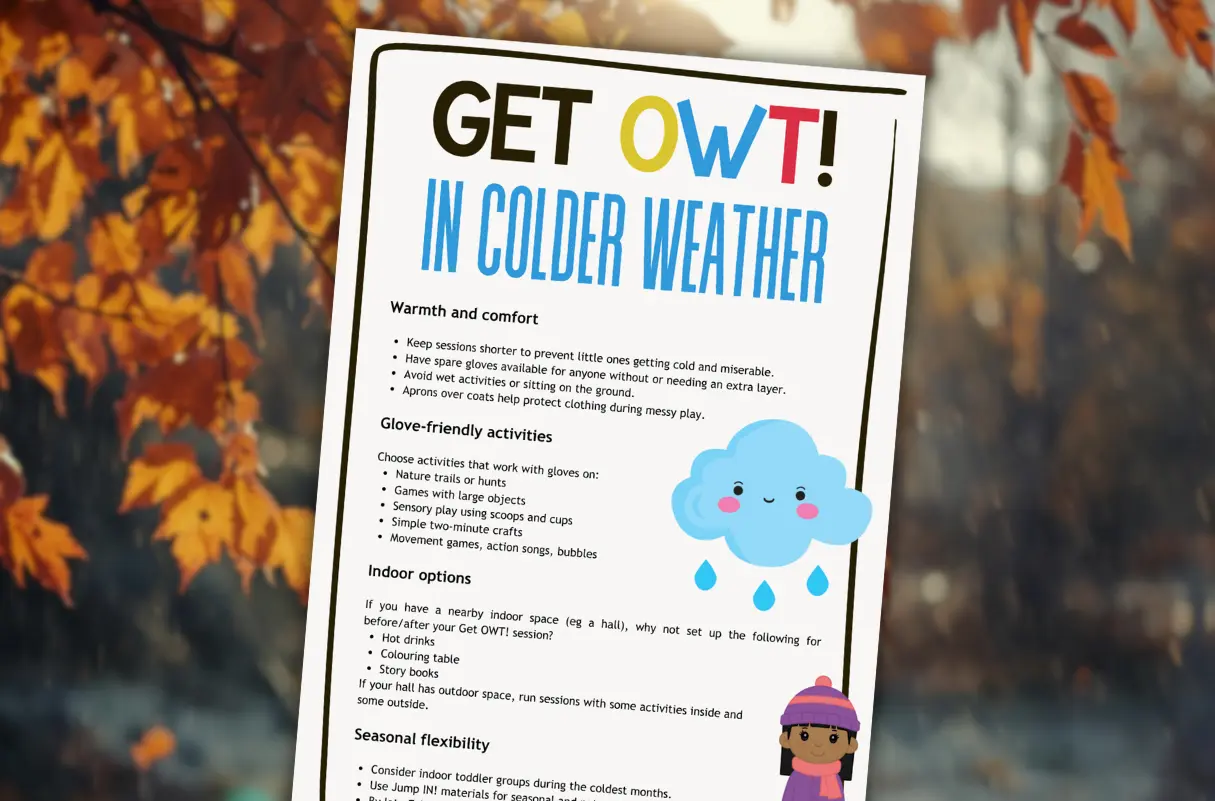 a colourful playful A4 portrait document on an inviting autumnal background