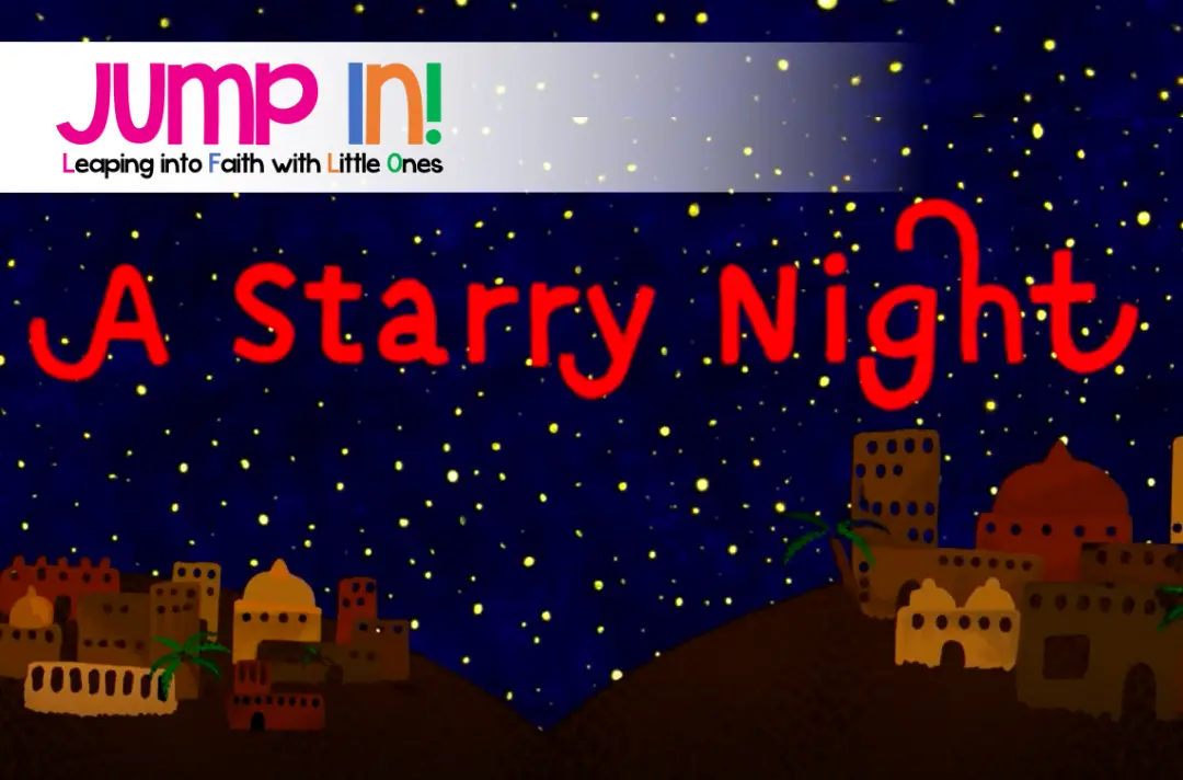 Navy starry background with 'A Starry Night' written in the centre