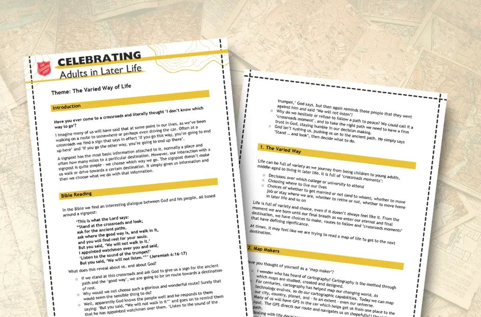 two portrait sheets of A4, on a faded background of overlapping maps