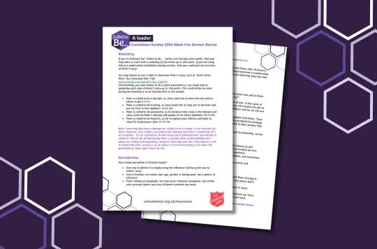 dark purple background with hexagon outlines and a sample document