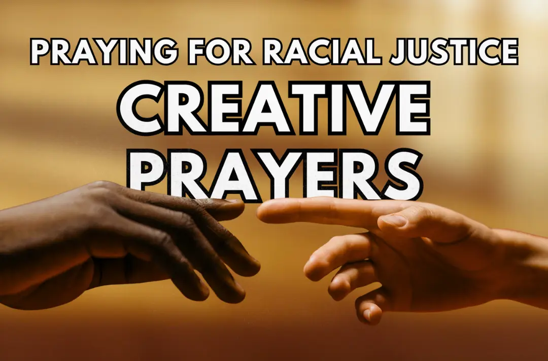 a photo of two hands reaching out to each other and the words 'creative prayers'