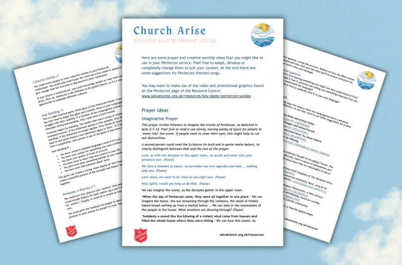Document preview on a blue cloud background