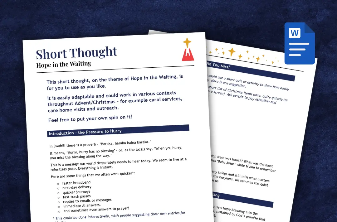 two portrait sheets of A4, on a textured navy blue background with the Microsoft Word logo
