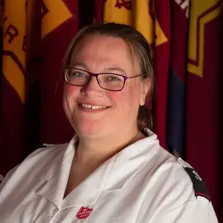 A photo shows Clare Leask.